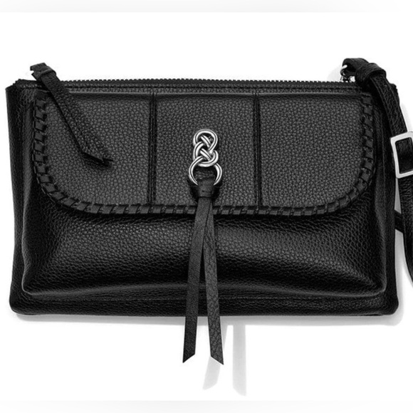 Brighton Interlok Convertible Belt Pouch Black Leather Crossbody Bag